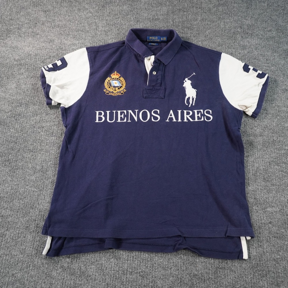Polo Ralph Lauren Polo Shirt Mens XL Navy Buenos Aires Big Pony Argentina Custom